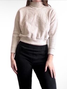 Roseanna Mock Neck Cropped Cotton Boucle Sweater